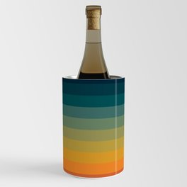 Colorful Abstract Vintage 70s Style Retro Rainbow Summer Stripes Wine Chiller