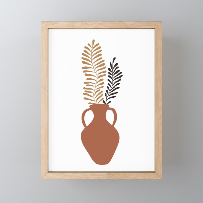 Pottery and Fern Floral Framed Mini Art Print