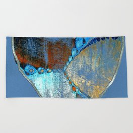 Blue Southwestern Grungy Heart art and decor Beach Towel