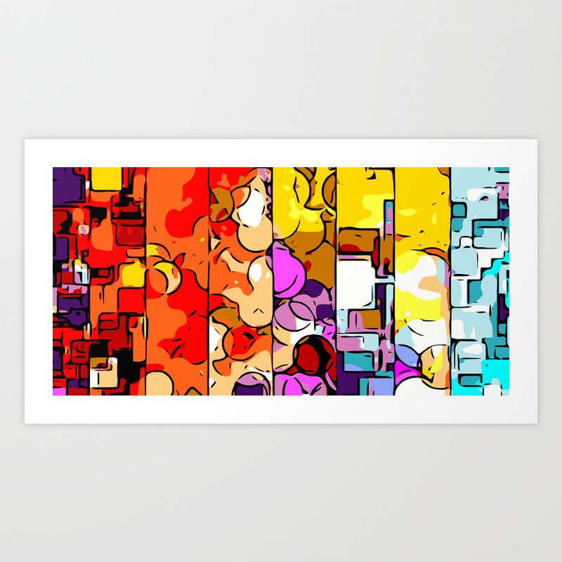 Psychedelic Geometric Graffiti Drawing And Painting In Orange Pink