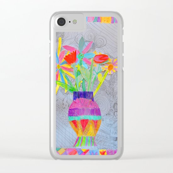 Flower Vase | Kids Painting | 3D Collage Clear iPhone Case