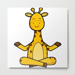 Cute giraffe in meditation pose crossed legs yoga Metal Print