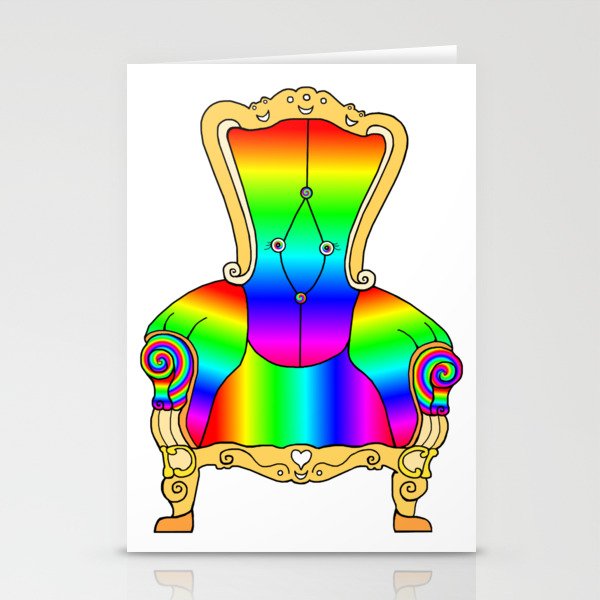 Colorful Rainbow Victorian Cheerful Chair Stationery Cards