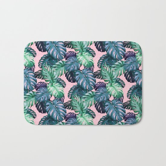 Monstera leaves II Bath Mat