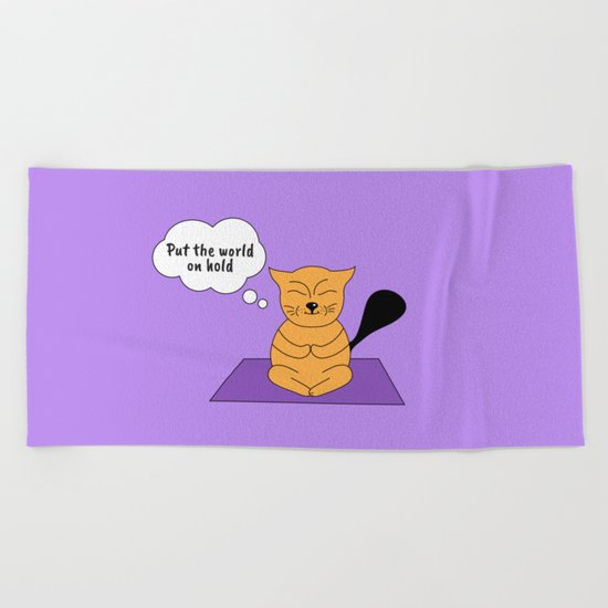 Beatrice. The cat that thinks... Yoga Beach Towel