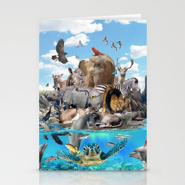 Ocean African Animal Animals Group Scene Stationery Cards
