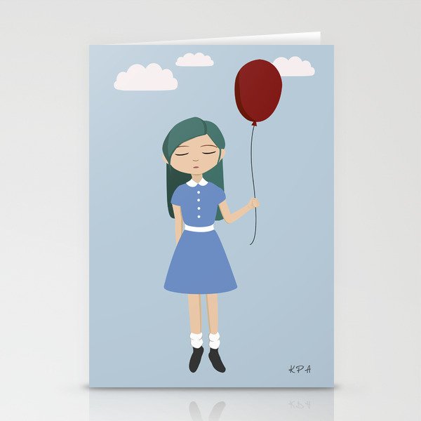 The Girl With The Red Balloon Stationery Cards