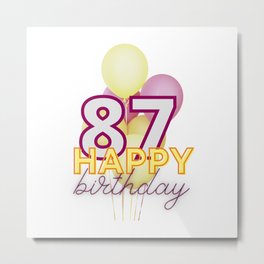 87th birthday -red and yellow balloons Happy birthday Metal Print