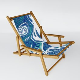White Aqua Swirl Sling Chair