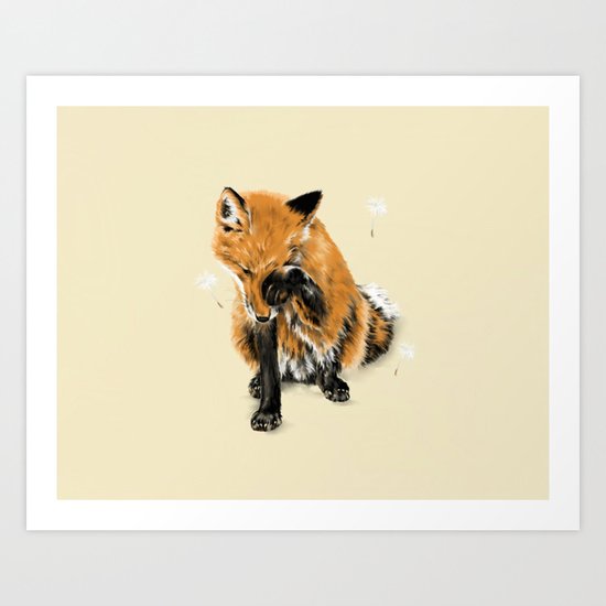 Fox and Dandelion Art Print