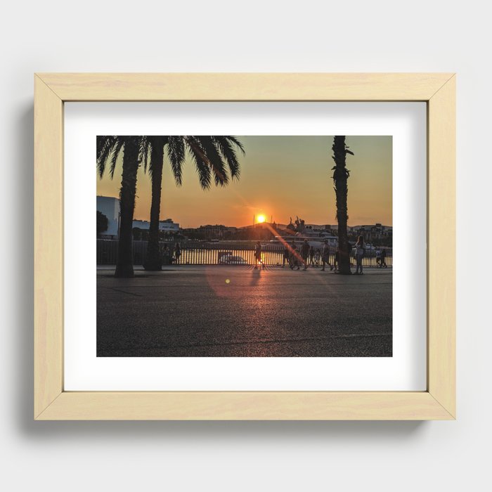 Barcelona sunset in August - Travel print Spain - Film photography wall art colourful. Recessed Framed Print