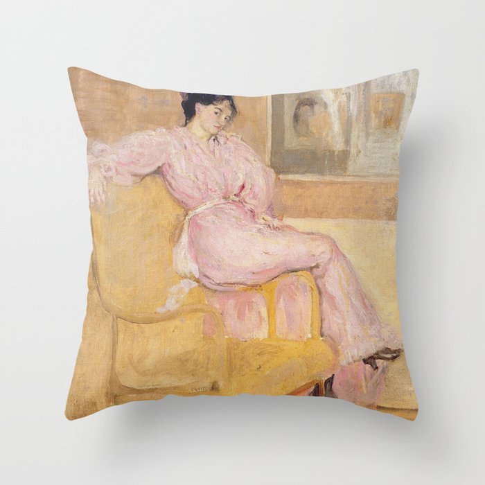 Lady in pink c.1901 - Charles Conder Throw Pillow