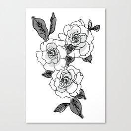 Grayscale Gardenias Canvas Print