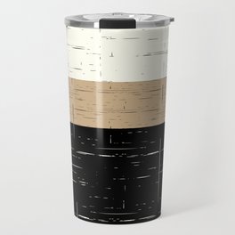 Black, Tan, White Color Block Travel Mug