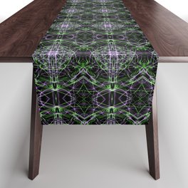 Liquid Light Series 76 ~ Green & Purple Abstract Fractal Pattern Table Runner