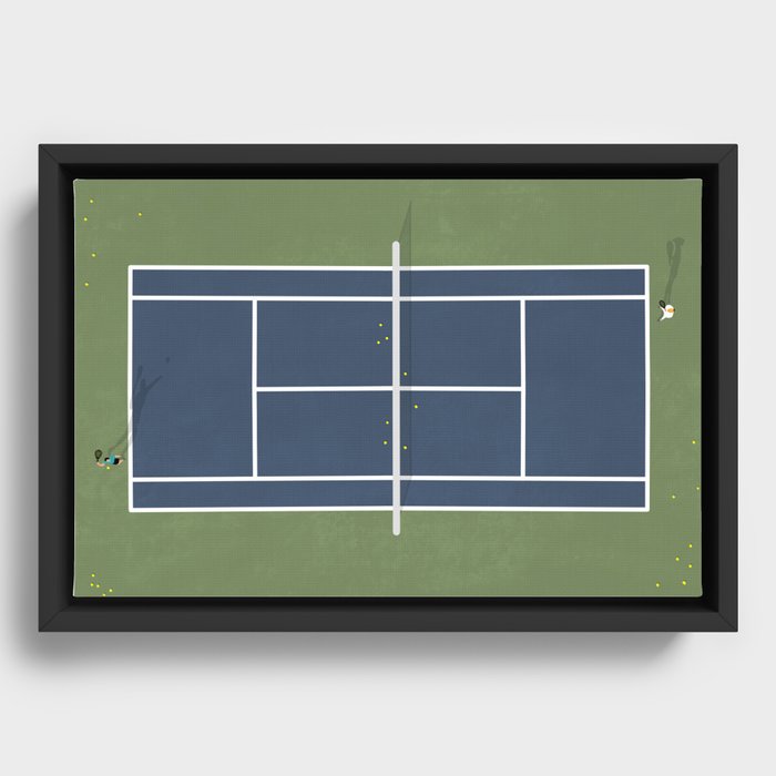 Tennis Court | Aerial Illustration Framed Canvas