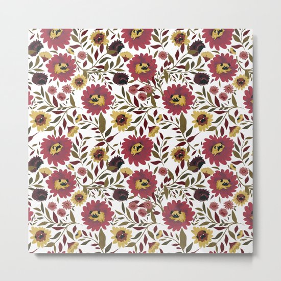PUGS FLORAL Metal Print