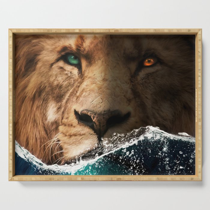 Lion behind the Ocean Serving Tray