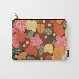 Folk Flowers Carry-All Pouch | Warm, Summer, Floral, Pattern, Curated, Pastel, Painting, Watercolor, Retro, Panted 