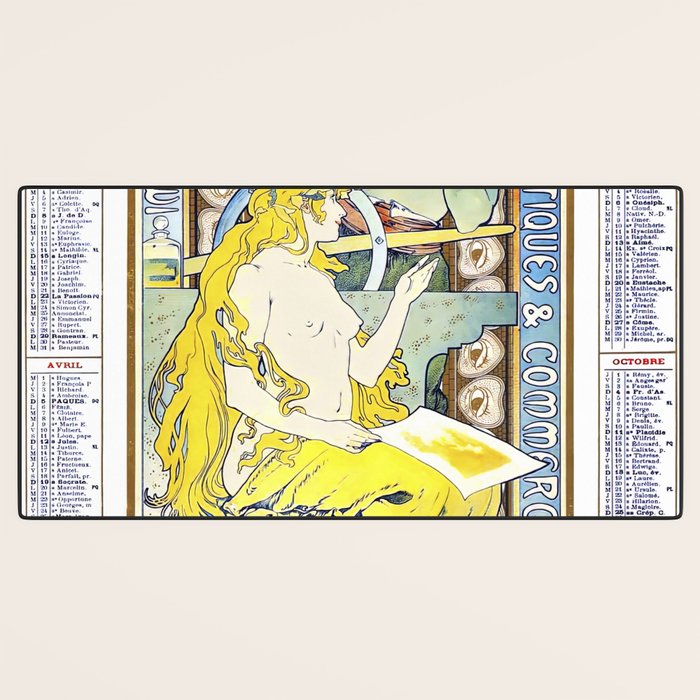 Alphonse Mucha calendar Desk Mat by nobel-art | Society6