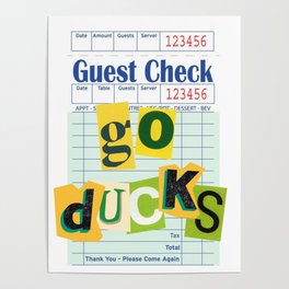 Guest Check Oregon Ducks  University of Oregon Poster