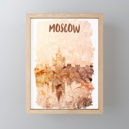 Moscow Russia city watercolor Framed Mini Art Print