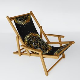 Golden decorative floral mandala sacred geometry Sling Chair