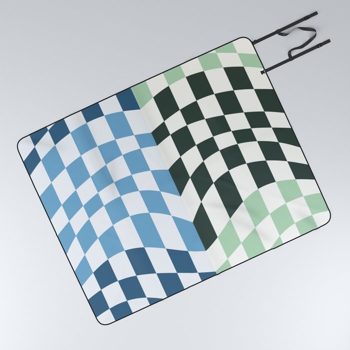 Blue and green warp checked Picnic Blanket