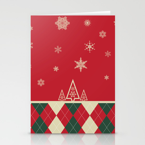 Simple Winter Christmas Illustration With Argyle Print Stationery Cards By Glc138 Society6