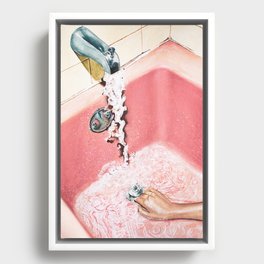 Evening Plans | Vintage Pink Bathroom | Retro Watercolor Framed Canvas