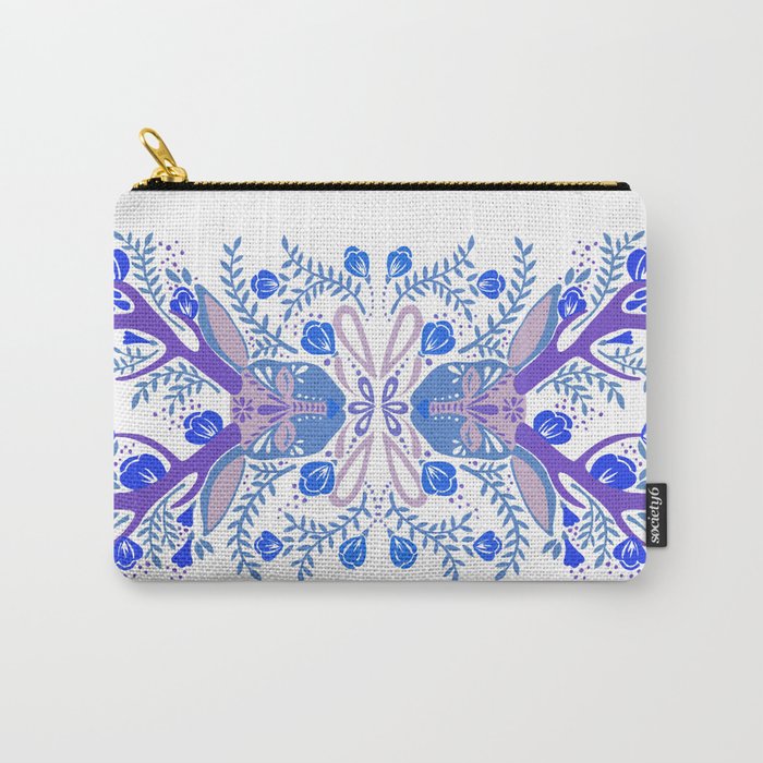 Floral Antlers – Blue Palette Carry-All Pouch