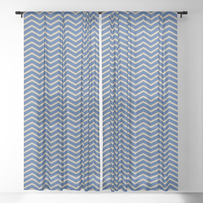 Aztec Wave Blue Sheer Curtain