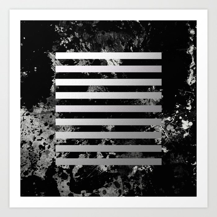 Industrial Action Metallic Black And White Abstract Geometric