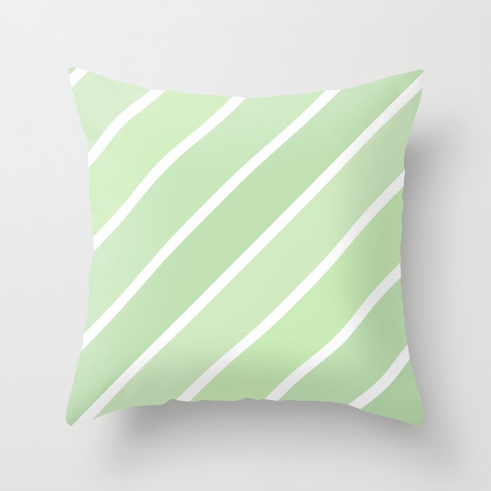 Seamless Sage Green Striped Throw Pillow