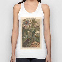 Antique  Passion Flower and Cicada Lithograph Unisex Tank Top