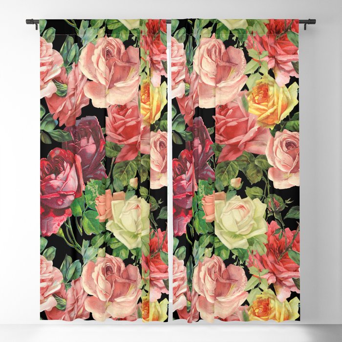 Vintage & Shabby chic - floral roses flowers rose Blackout Curtain