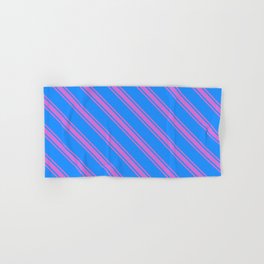 [ Thumbnail: Blue & Orchid Colored Striped/Lined Pattern Hand & Bath Towel ]