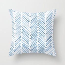 Baby blue watercolor herringbone  Throw Pillow