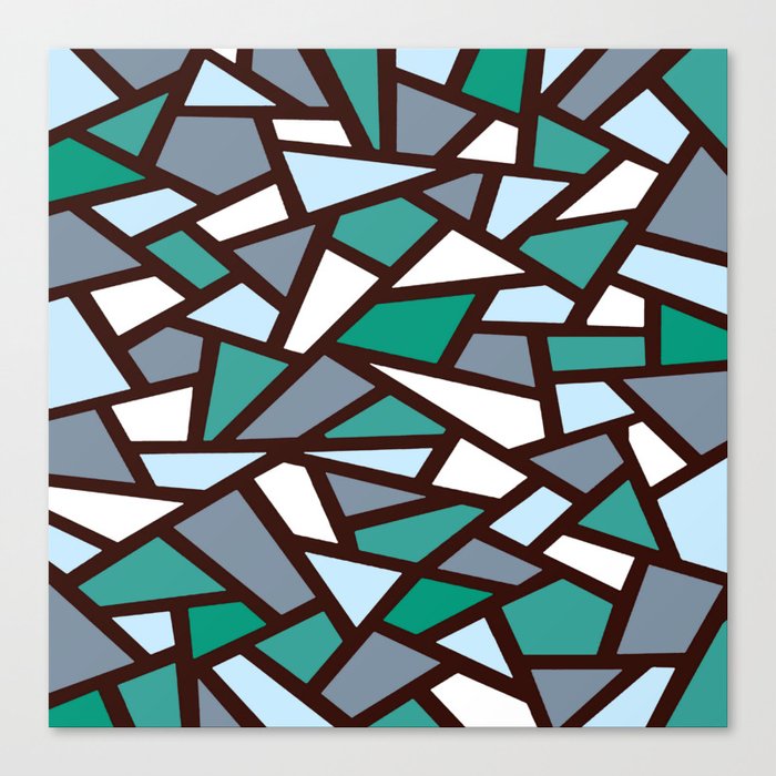 Black Geometric Abstract Pattern Teal Lilac White Canvas Print