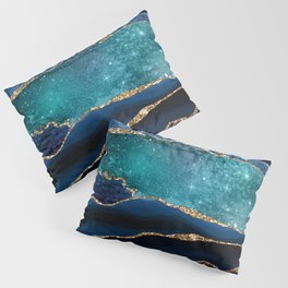Blue Night Galaxy Marble Pillow Sham