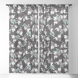  Happy Bunny Typography and Rabbit Floral Garden Pattern Sheer Curtain
