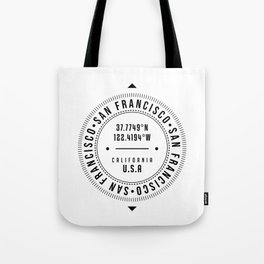 San Francisco, California, USA - 1 - City Coordinates Typography Print - Classic, Minimal Tote Bag