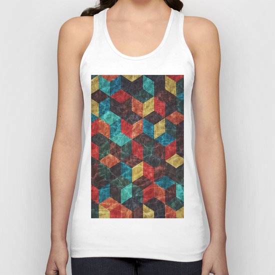 Colorful Isometric Cubes Unisex Tank Top