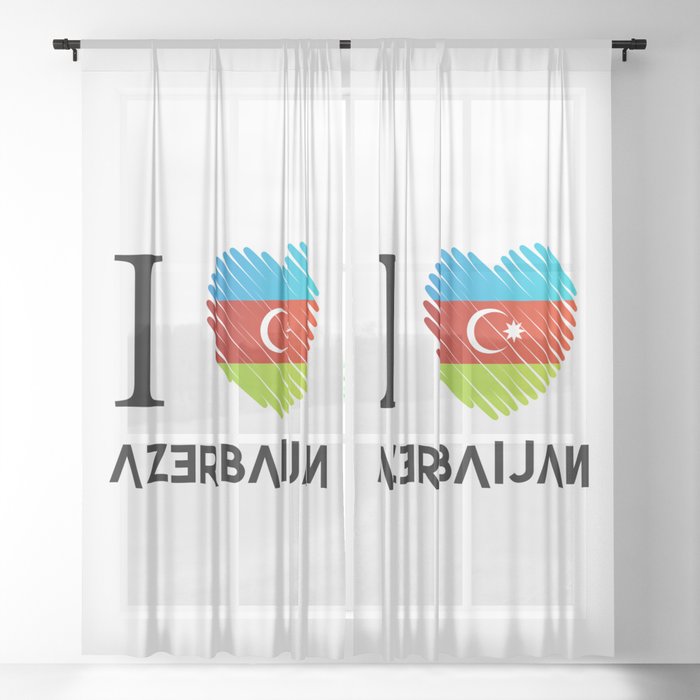 I love Azerbaijan scribbled heart Sheer Curtain