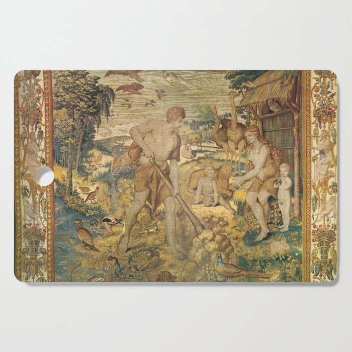 Antique 16th Century Adam & Eve Biblical Flemish Tapestry Cutting Board