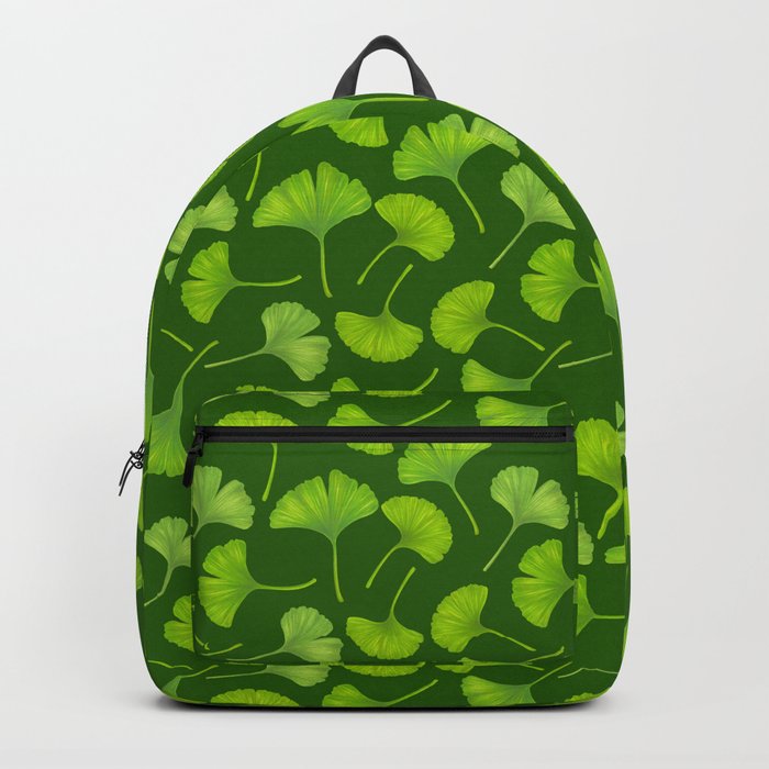 Ginkgo leaves on dark green Backpack