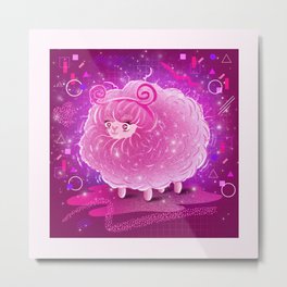 Aries Fuzzy Pink Sheep Metal Print