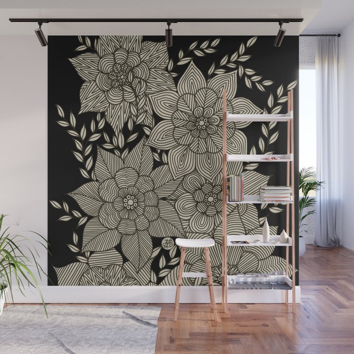 Zentangle Flowers Wall Mural