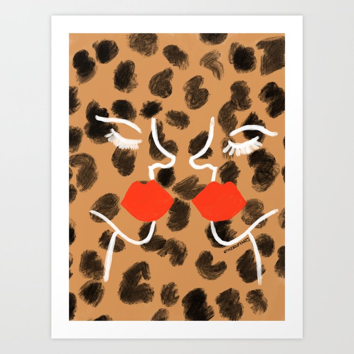 Glam Abstract Faces Art Print
