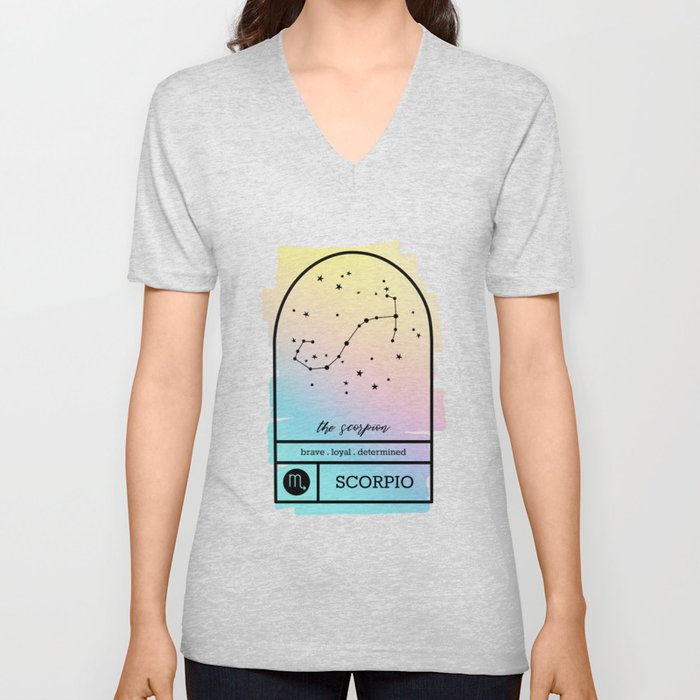 Scorpio Zodiac | Pastel Gradient V Neck T Shirt